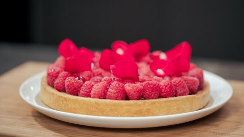 Raspberry and rose tart